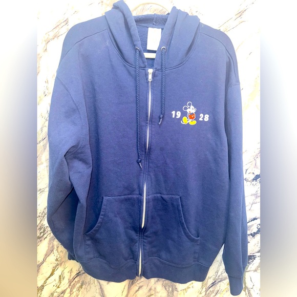 Vintage Disneyland Big Mickey Mouse Graphic Full Zip Navy and Red women size XL - Picture 1 of 5